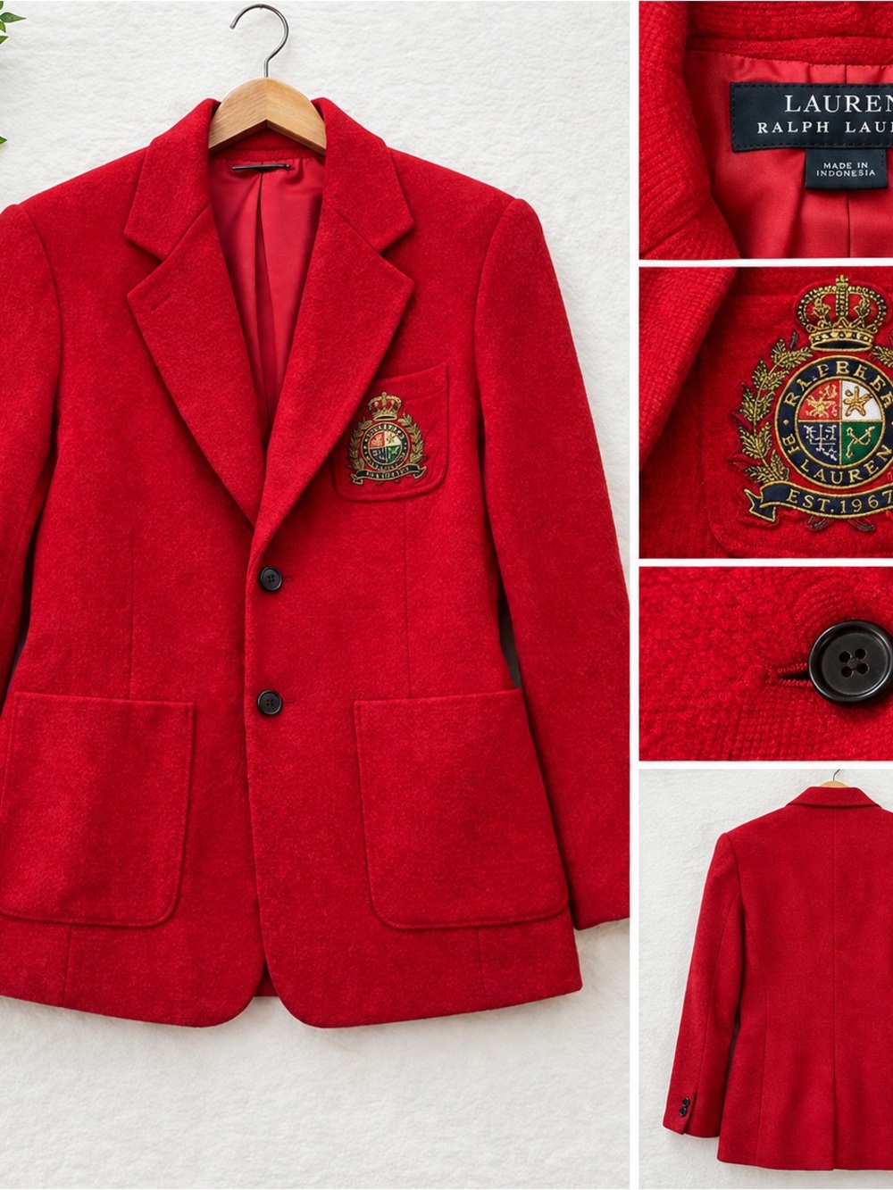 Lauren Ralph Lauren Red Crest Blazer Jacket